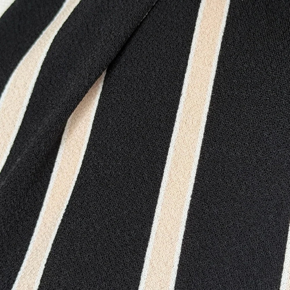 Adrianna Papell Black and Beige Striped V-Neck Blouse - Picture 7 of 8